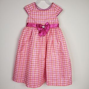 Nanette Girl Pink Plaid Dress Ribbon Bow 6X